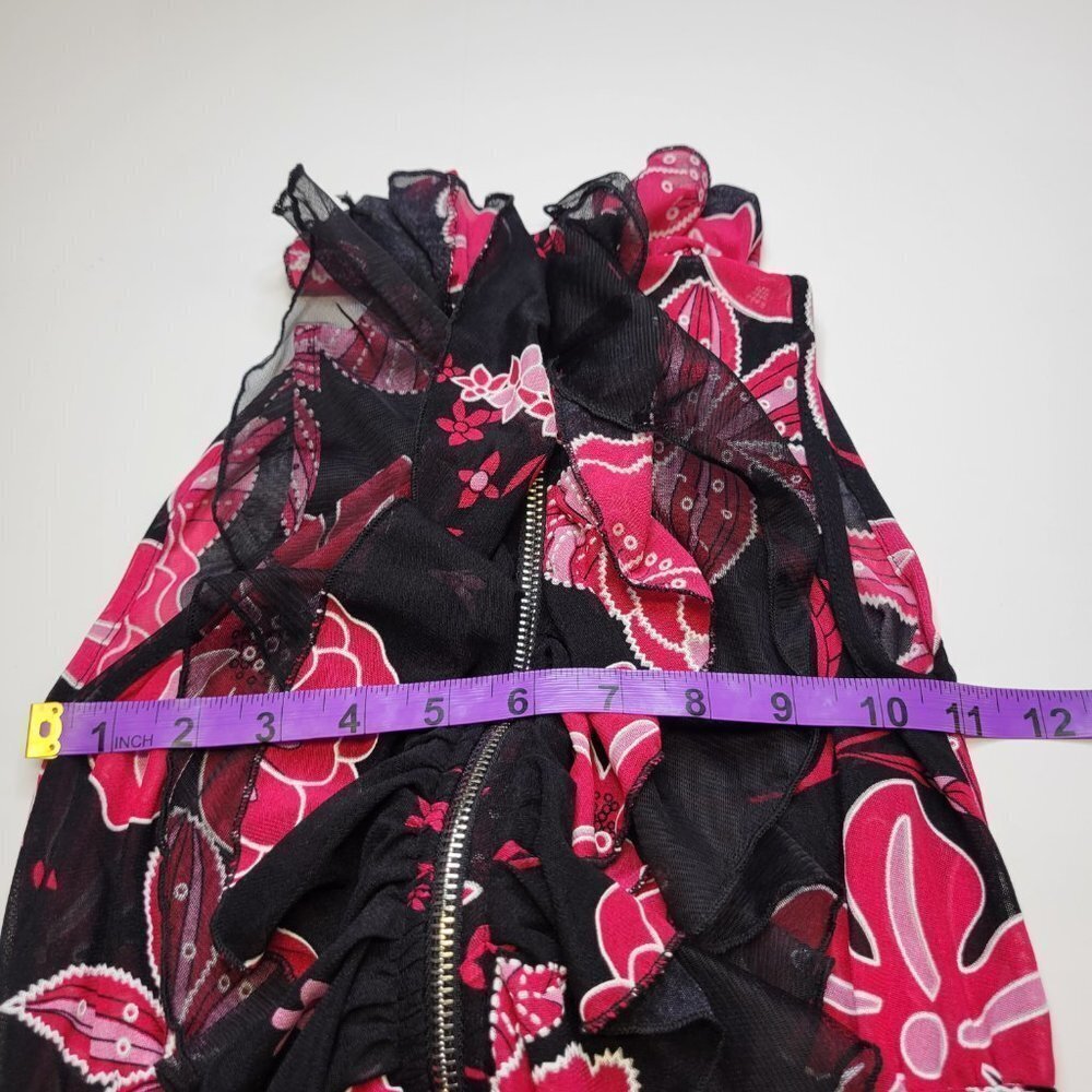 Sheer See Through Red and Black Ruffle Frilly Sleeveless Mini Dress - Picture 14 of 14